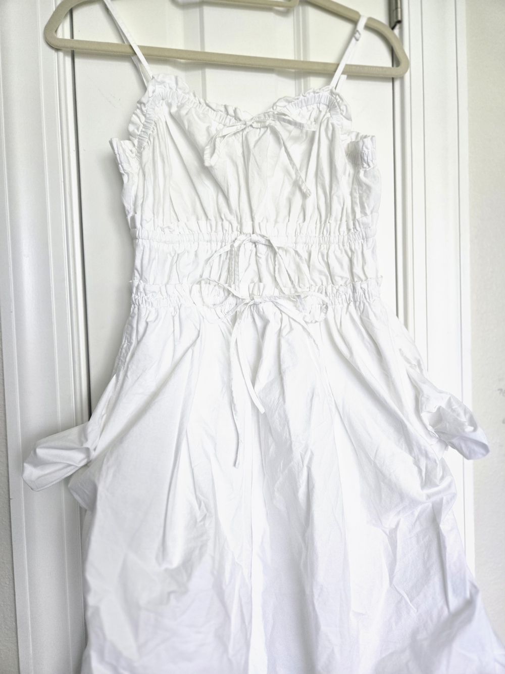 Girls White Smocked Summer Sundress with Adjustable Straps